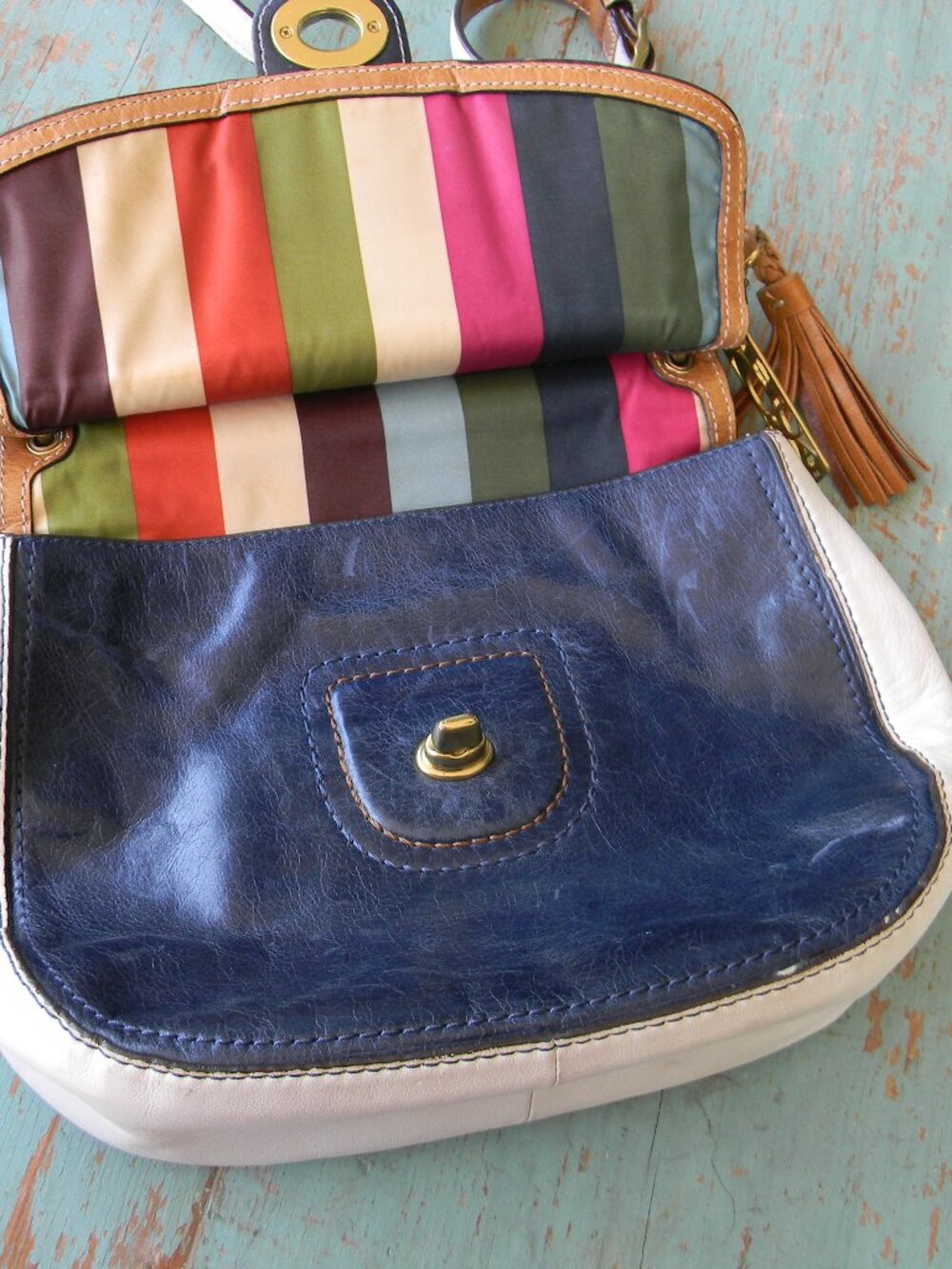Coach 70th Anniversary Legacy Willis 19031 Navy Leather Colorblock Crossbody - Picture 8 of 10